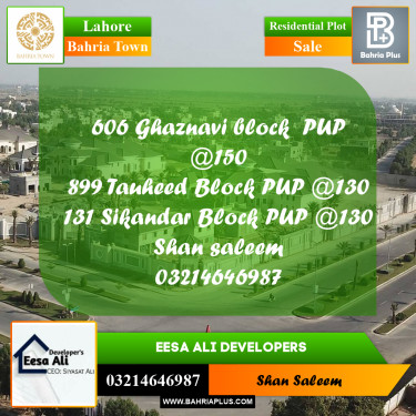 Residential Plot for Sale in Bahria Town, Lahore - (BP-253654)