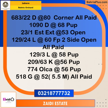 Residential Plot for Sale in Bahria Orchard, Lahore - (BP-253661)