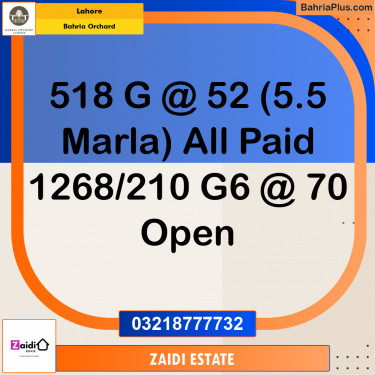 Residential Plot for Sale in Bahria Orchard, Lahore - (BP-253664)