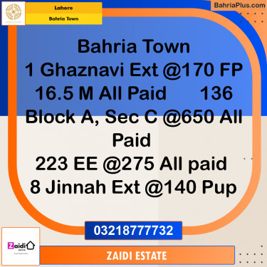 Residential Plot for Sale in Bahria Town, Lahore - (BP-253667)