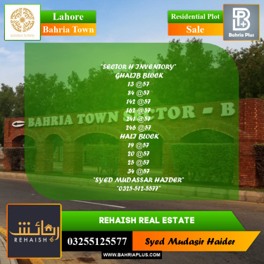 Residential Plot for Sale in Bahria Town, Lahore - (BP-253698)
