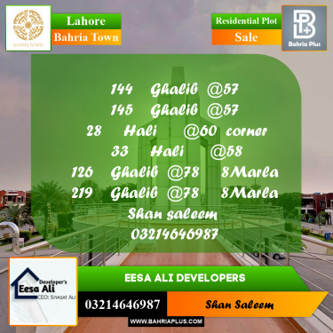 Residential Plot for Sale in Bahria Town, Lahore - (BP-253705)