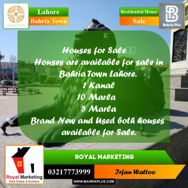 Residential House for Sale in Bahria Town, Lahore - (BP-253757)