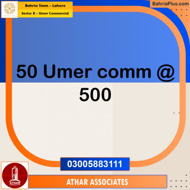8 Marla Commercial Plot for Sale in Sector B - Umer Commercial -  Bahria Town, Lahore - (BP-253771)