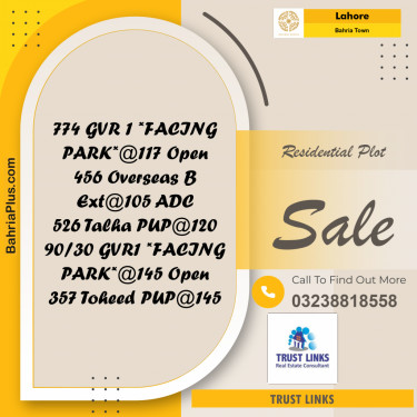 Residential Plot for Sale in Bahria Town, Lahore - (BP-253825)
