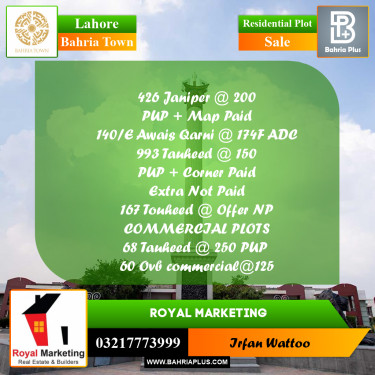Residential Plot for Sale in Bahria Town, Lahore - (BP-253832)