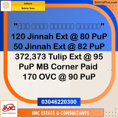 Residential Plot for Sale in Bahria Town, Lahore - (BP-253851)