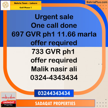 11.66 Marla Residential Plot for Sale in Golf Phase 1 -  Bahria Town, Lahore - (BP-253880)