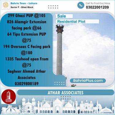 10 Marla Residential Plot for Sale in Sector F - Ghazi Block -  Bahria Town, Lahore - (BP-253921)