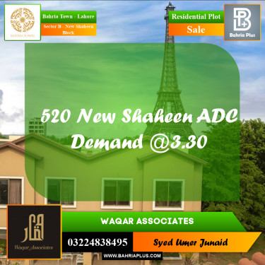 Residential Plot for Sale in Sector B - New Shaheen Block -  Bahria Town, Lahore - (BP-253933)
