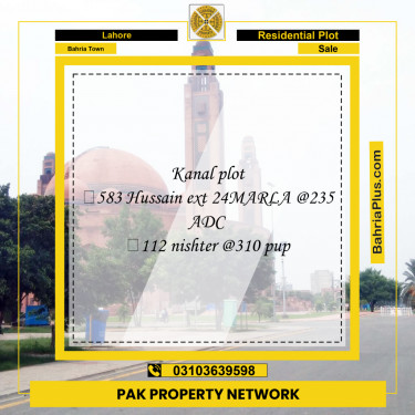Residential Plot for Sale in Bahria Town, Lahore - (BP-253988)