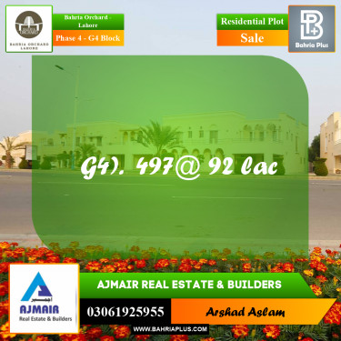 Residential Plot for Sale in Phase 4 - G4 Block -  Bahria Orchard, Lahore - (BP-254010)
