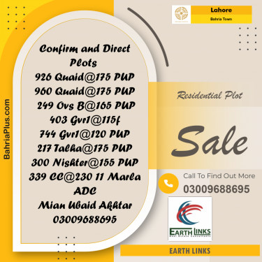 Residential Plot for Sale in Bahria Town, Lahore - (BP-254078)