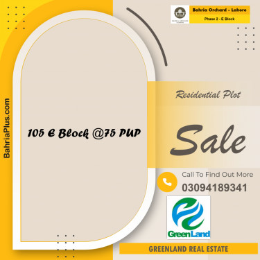 8 Marla Residential Plot for Sale in Phase 2 - E Block -  Bahria Orchard, Lahore - (BP-254138)