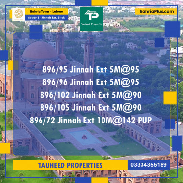5 Marla Residential Plot for Sale in Sector E - Jinnah Ext. Block -  Bahria Town, Lahore - (BP-254218)