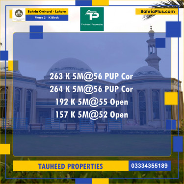 5 Marla Residential Plot for Sale in Phase 2 - K Block -  Bahria Orchard, Lahore - (BP-254225)