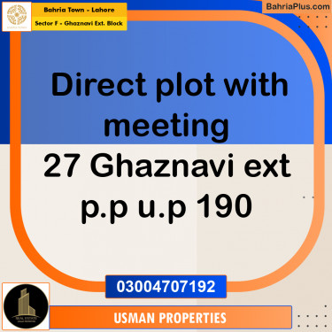 1 Kanal Residential Plot for Sale in Sector F - Ghaznavi Ext. Block -  Bahria Town, Lahore - (BP-254288)