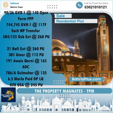 Residential Plot for Sale in Bahria Town, Lahore - (BP-254315)