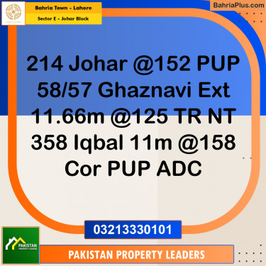 10 Marla Residential Plot for Sale in Sector E - Johar Block -  Bahria Town, Lahore - (BP-254324)