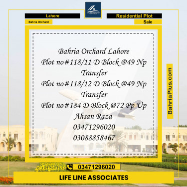 5 Marla Residential Plot for Sale in Bahria Orchard, Lahore - (BP-254359)