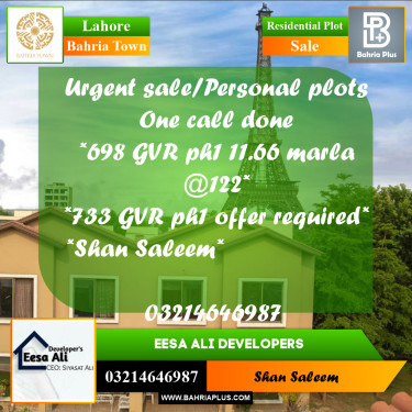 Residential Plot for Sale in Bahria Town, Lahore - (BP-254374)