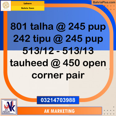 1 Kanal Residential Plot for Sale in Bahria Town, Lahore - (BP-254393)