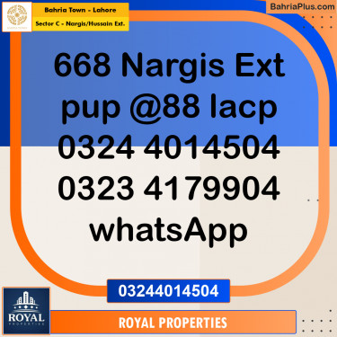Residential Plot for Sale in Sector C - Nargis/Hussain Ext. -  Bahria Town, Lahore - (BP-254406)