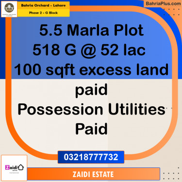 Residential Plot for Sale in Phase 2 - G Block -  Bahria Orchard, Lahore - (BP-254420)