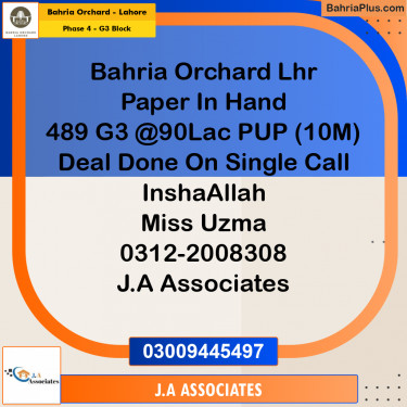 10 Marla Residential Plot for Sale in Phase 4 - G3 Block -  Bahria Orchard, Lahore - (BP-254451)
