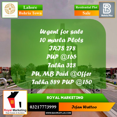 Residential Plot for Sale in Bahria Town, Lahore - (BP-254463)
