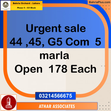 5 Marla Residential Plot for Sale in Phase 4 - G5 Block -  Bahria Orchard, Lahore - (BP-254524)