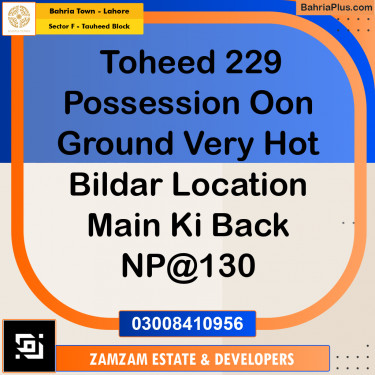 10 Marla Residential Plot for Sale in Sector F - Tauheed Block -  Bahria Town, Lahore - (BP-254698)