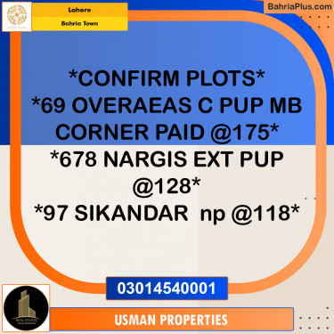 Residential Plot for Sale in Bahria Town, Lahore - (BP-254739)