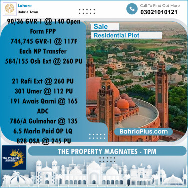 Residential Plot for Sale in Bahria Town, Lahore - (BP-254773)