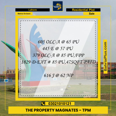 Residential Plot for Sale in Bahria Orchard, Lahore - (BP-254775)