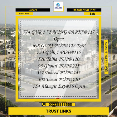 Residential Plot for Sale in Bahria Town, Lahore - (BP-254821)