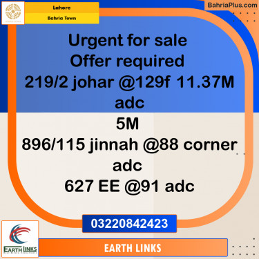 Residential Plot for Sale in Bahria Town, Lahore - (BP-254838)