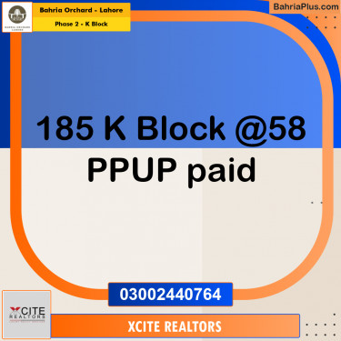 5 Marla Residential Plot for Sale in Phase 2 - K Block -  Bahria Orchard, Lahore - (BP-254844)