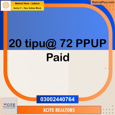 5 Marla Residential Plot for Sale in Sector F - Tipu Sultan Block -  Bahria Town, Lahore - (BP-254846)