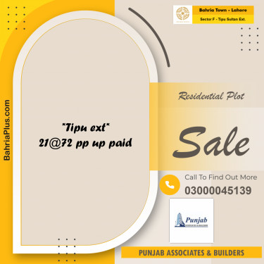 5 Marla Residential Plot for Sale in Sector F - Tipu Sultan Ext. -  Bahria Town, Lahore - (BP-254853)