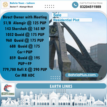 10 Marla Residential Plot for Sale in Sector F - Alamgir Block -  Bahria Town, Lahore - (BP-254893)