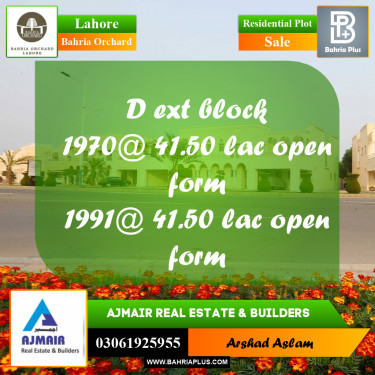 Residential Plot for Sale in Bahria Orchard, Lahore - (BP-254906)
