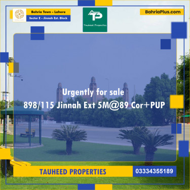 5 Marla Residential Plot for Sale in Sector E - Jinnah Ext. Block -  Bahria Town, Lahore - (BP-254956)