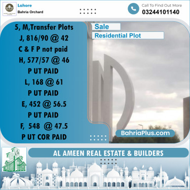 Residential Plot for Sale in Bahria Orchard, Lahore - (BP-255000)