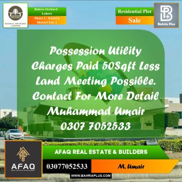 5 Marla Residential Plot for Sale in Phase 1 - Eastern District Ext. I -  Bahria Orchard, Lahore - (BP-255008)
