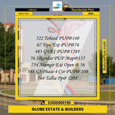 Residential Plot for Sale in Bahria Town, Lahore - (BP-255040)