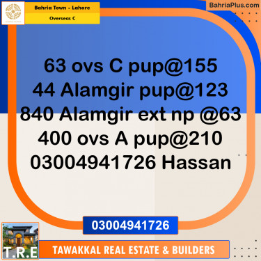 10 Marla Residential Plot for Sale in Overseas C -  Bahria Town, Lahore - (BP-255091)