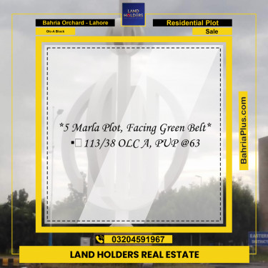 5 Marla Residential Plot for Sale in OLC-A Block -  Bahria Orchard, Lahore - (BP-255144)