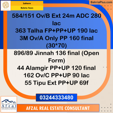 Residential Plot for Sale in Bahria Town, Lahore - (BP-255232)