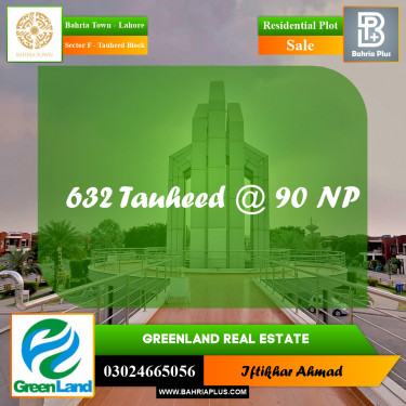 10 Marla Residential Plot for Sale in Sector F - Tauheed Block -  Bahria Town, Lahore - (BP-255252)